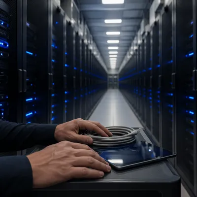 Blue Lit Data Center Stewardship