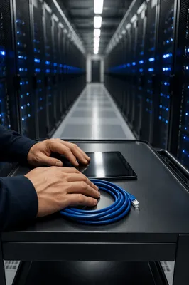 Blue Lit Data Center Stewardship