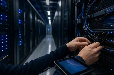 Blue Lit Server Room Technology Stewardship