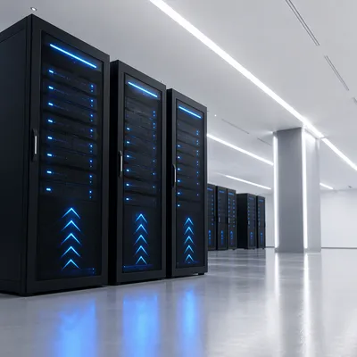 Blue LED Data Center Server Room