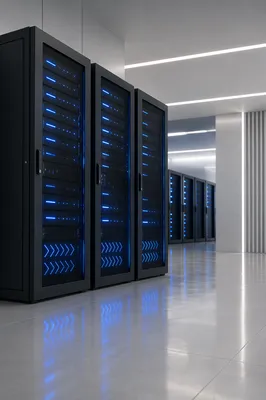Blue LED Data Center Server Room