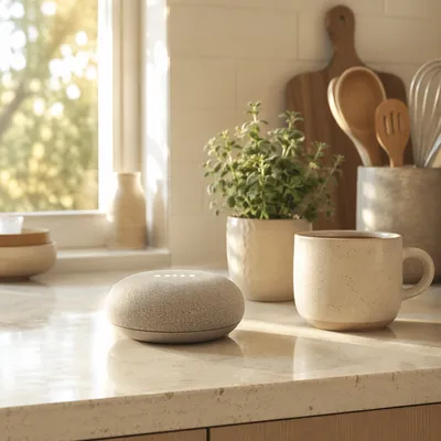 Smart Speaker on Cozy Kitchen Counter