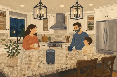 Smart Speaker on Elegant Kitchen Counter