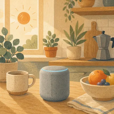 Smart Voice Assistant on Kitchen Counter