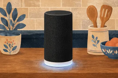 Modern Smart Speaker on Kitchen Counter