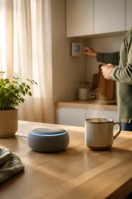 Smart Voice Assistant in Modern Kitchen