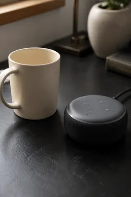 Smart Voice Assistant Speaker on Desk