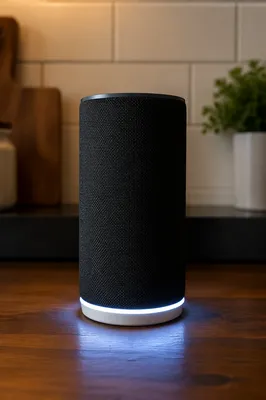 Modern Smart Speaker on Kitchen Counter
