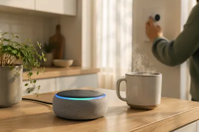 Smart Voice Assistant in Modern Kitchen