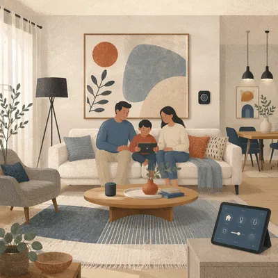 Smart Connected Living Room With Calm Daylight