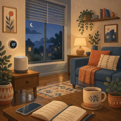 Cozy Connected Smart Home Living Room
