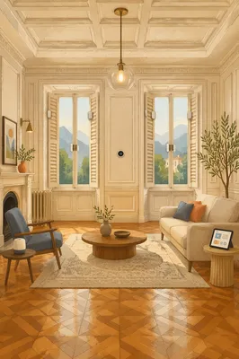 Elegant Smart Living Room with Connected Devices
