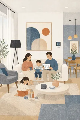 Connected Scandinavian Living Room With Smart Devices