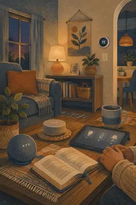Cozy Smart Living Room at Evening