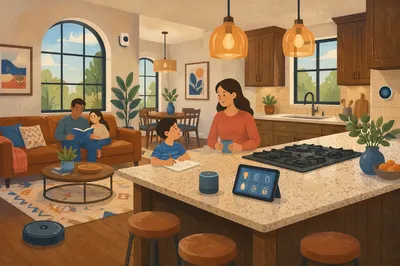Connected Smart Home Living Room Kitchen