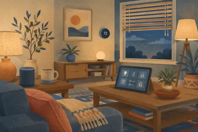 Cozy Smart Living Room at Twilight