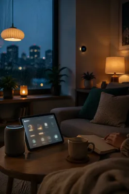 Connected Living Room at Peaceful Blue Hour