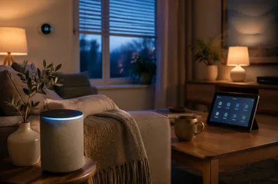 Cozy Smart Living Room at Twilight