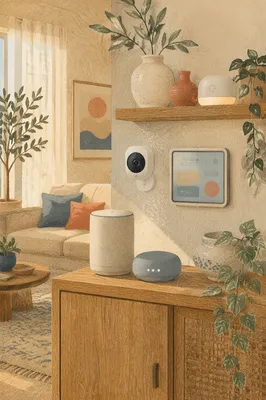 Smart Home Shelf in Modern Living Room