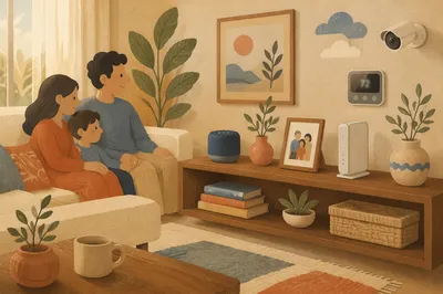Modern Smart Home Shelf Living Room Scene
