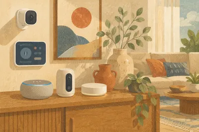 Smart Home Shelf in Modern Living Room