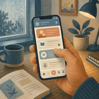 Hand Holding Smartphone App Screen Close-Up