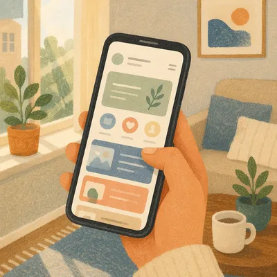 Smartphone App Screen in Hand Close-Up