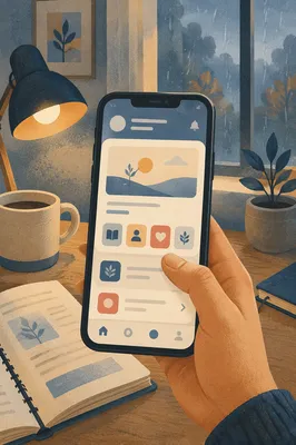 Hand Holding Smartphone App Screen Close-Up