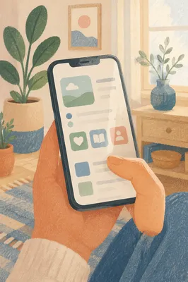 Smartphone App Screen in Hand Close-Up