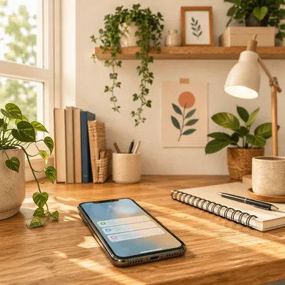 Smartphone Notifications on Warm Office Desk