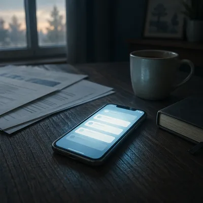 Glowing Smartphone on Morning Desk