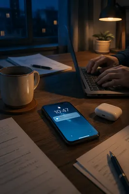 Smartphone Notification Glow on Evening Desk