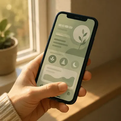 Hand Tapping Smartphone by Bright Window