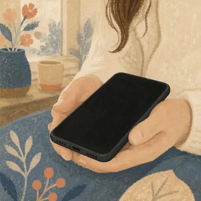Close Up Hands Holding Smartphone