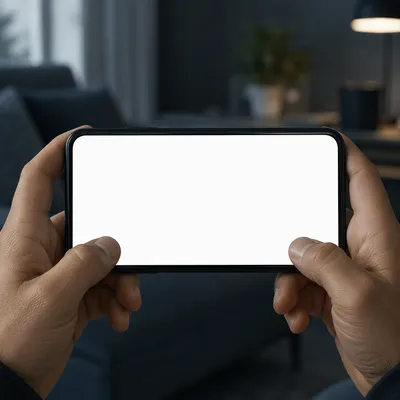 Hands Holding Smartphone with Blank Screen