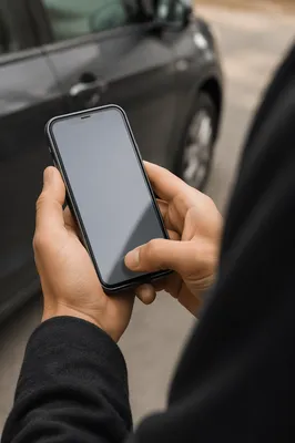 Hands Holding Smartphone Close-Up Outdoors