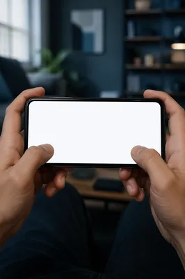 Hands Holding Smartphone with Blank Screen