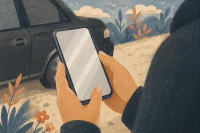 Close-Up Hands Holding Smartphone Outdoors