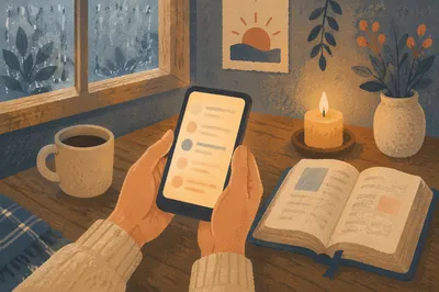 Peaceful Morning Devotion on Smartphone