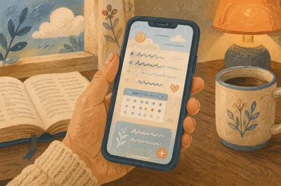 Hand Holding Smartphone for Morning Prayer