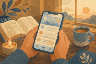 Hands Holding Smartphone for Morning Devotion