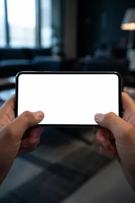 Hands Holding Blank Smartphone Screen Close Up