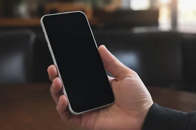Hand Holding Smartphone with Blank Screen