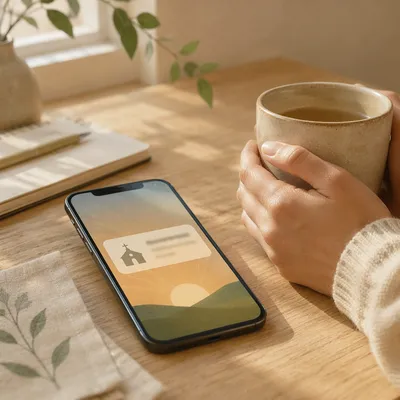 Morning Smartphone Church App Notification Scene