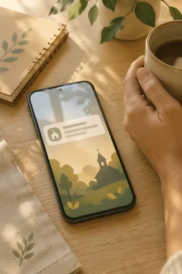 Smartphone Church App Morning Notification Scene