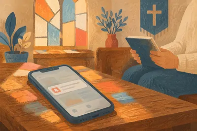 Smartphone Church App Notification in Sanctuary