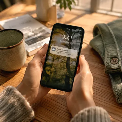 Smartphone Church App Notification at Home