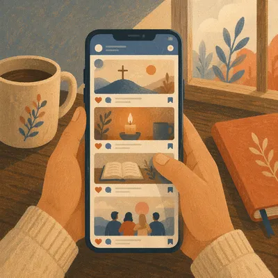 Christian Social Feed on Smartphone Screen