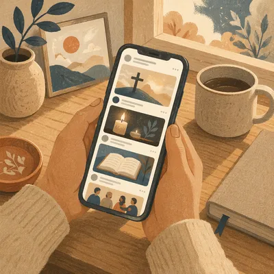 Christian Social Media Feed on Smartphone