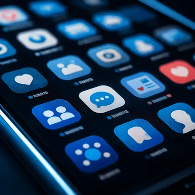 Macro Smartphone Social Media Icons Screen